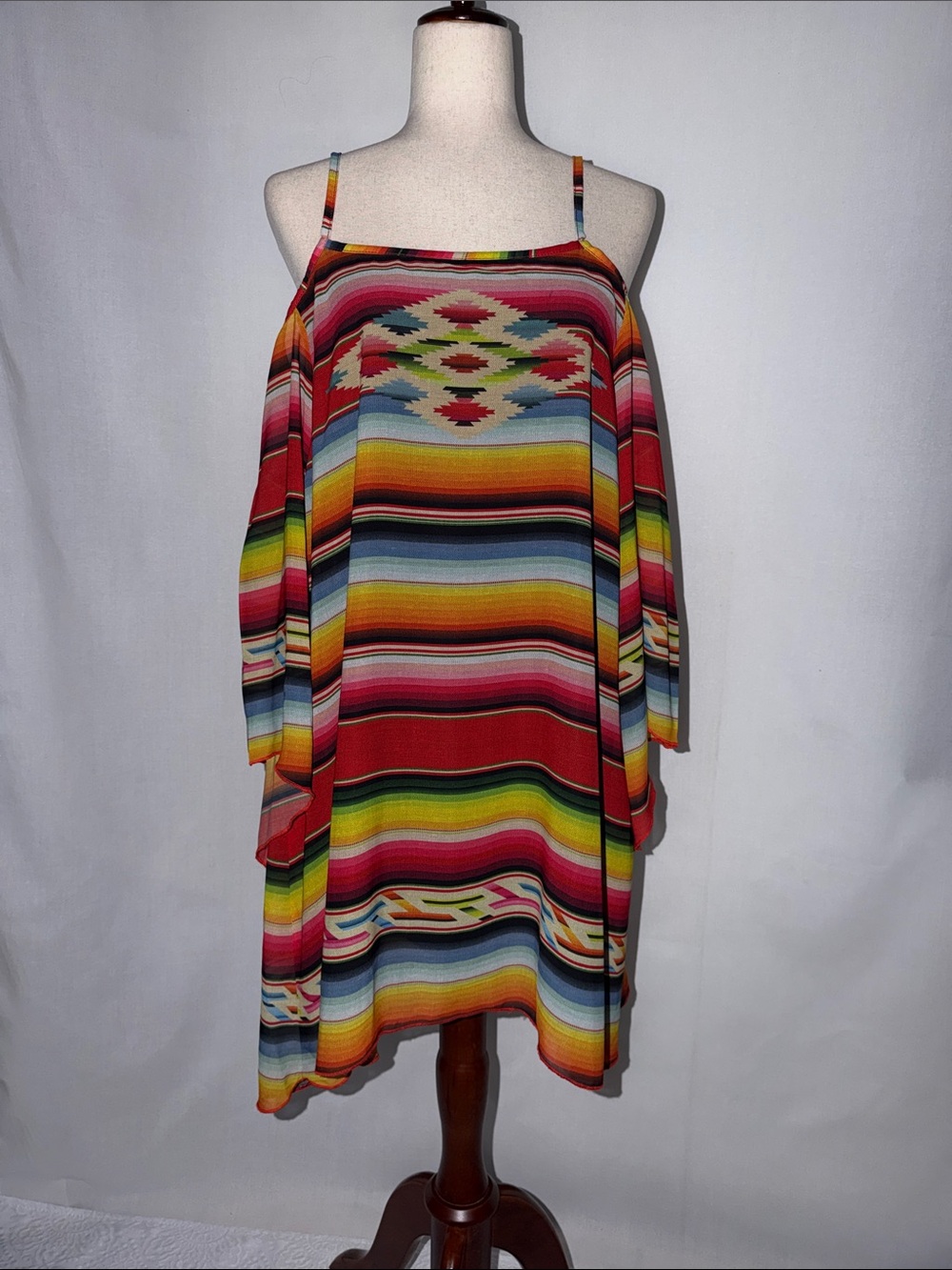 Tasha Polizzi serape cold-shoulder dress